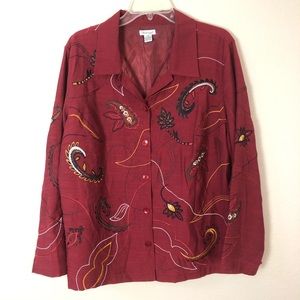 Paisley Maroon Bechamel Woman’s Blouse 1X Perfect Fall attire